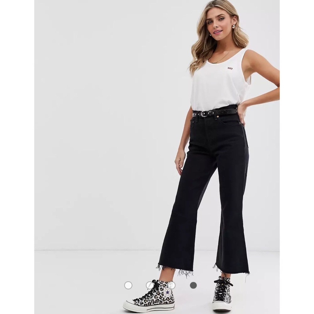 Levi’s Ribcage Crop Flare Raw Hem Jeans Denim